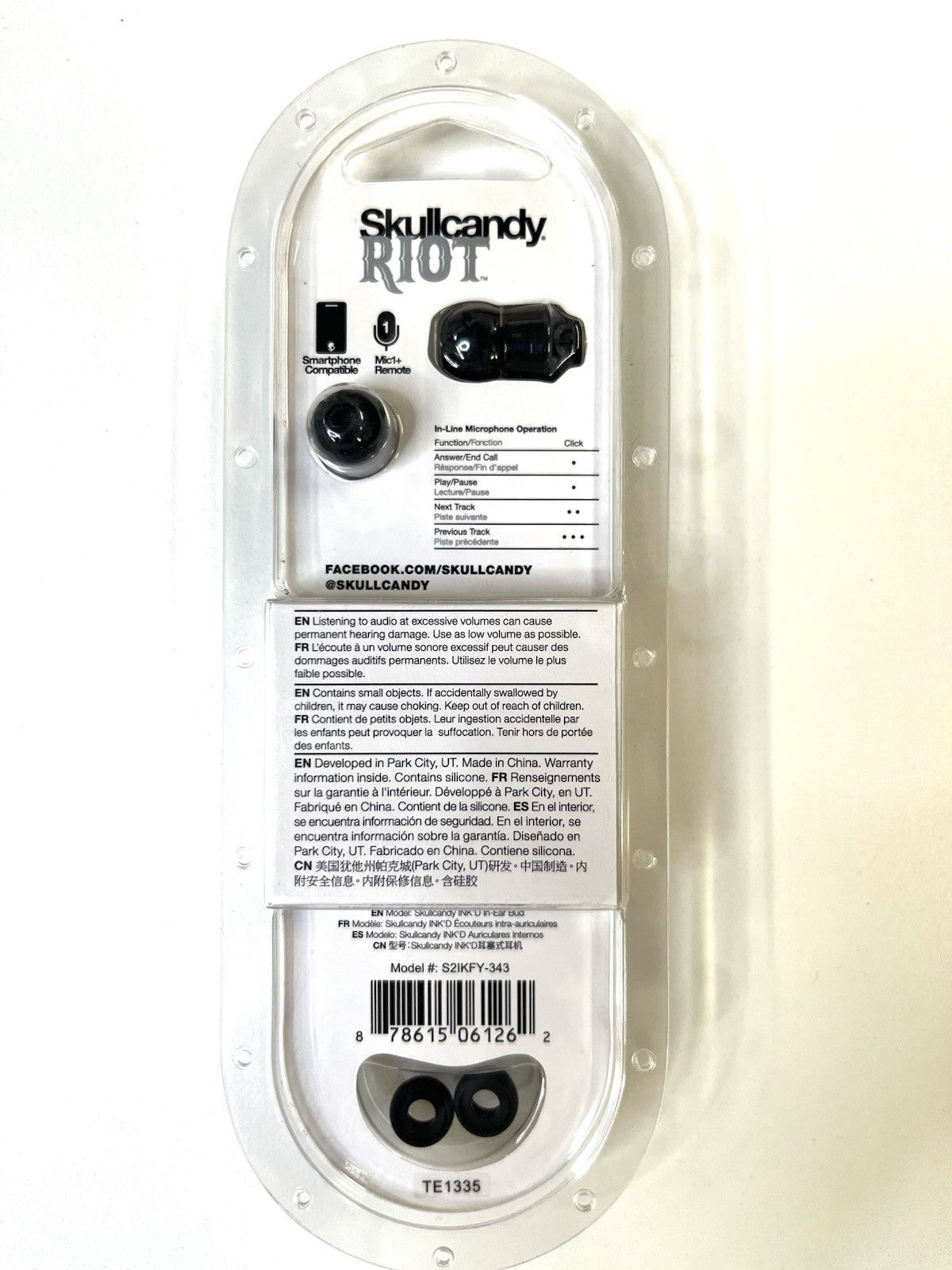 Skullcandy Riot Wired In-Ear Earbuds – Special Edition Mic+Remote – New Sealed