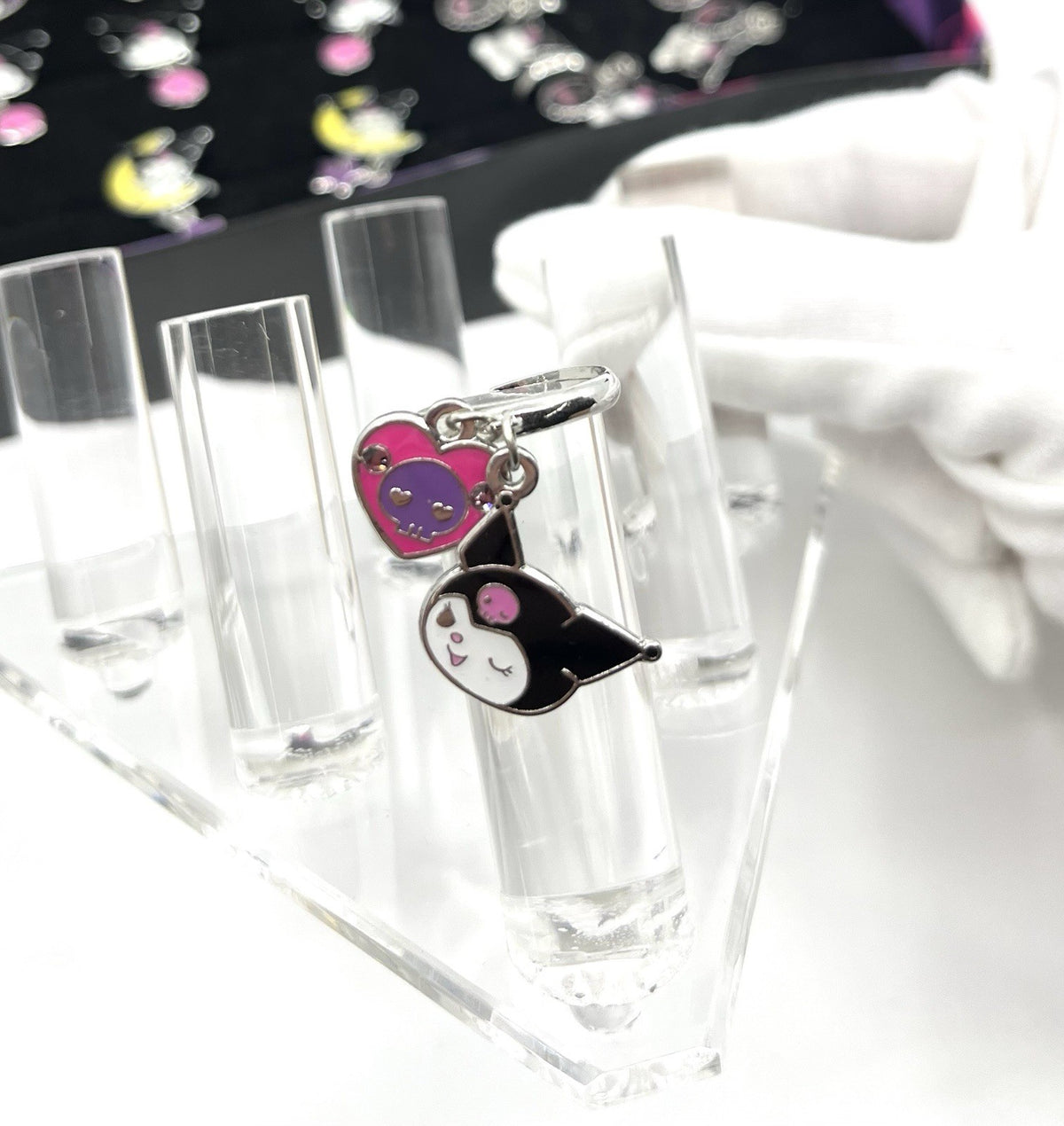 Vintage 2010 Sanrio Kuromi Ring w/ Heart Charm Pink Gem Nakajima USA Rare