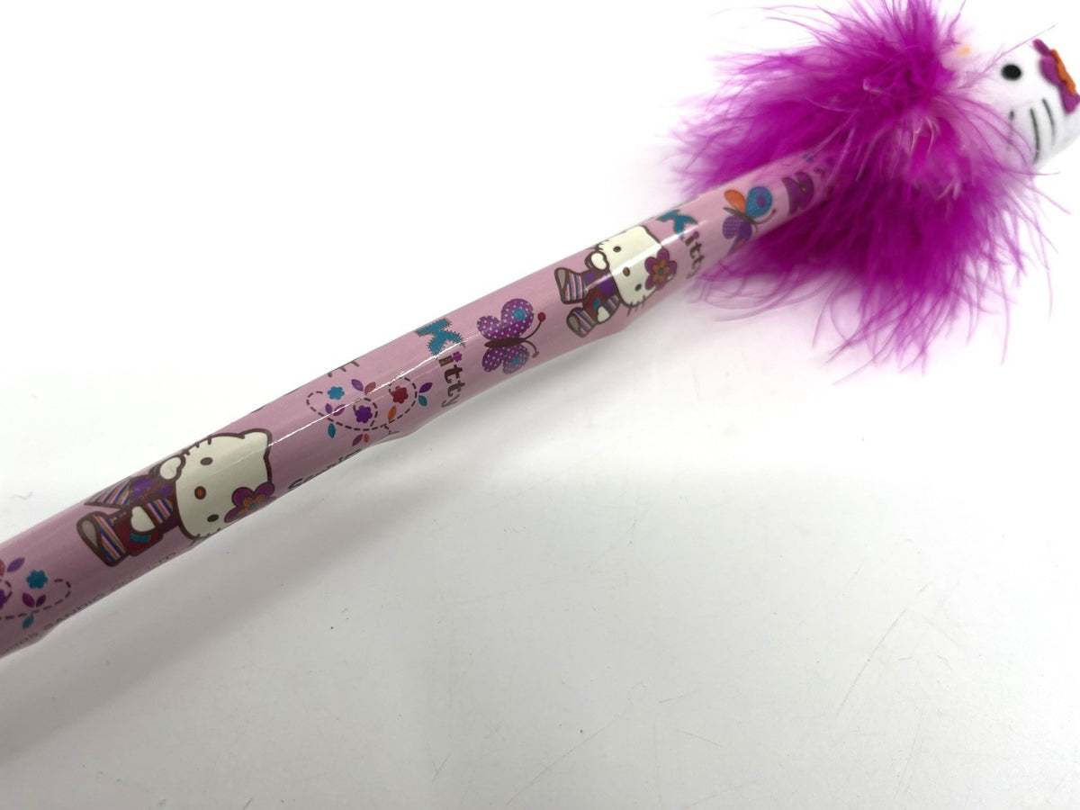 2005 Sanrio Hello Kitty Giant Pencil w/ Plush Top & Feathers – Rare Vintage