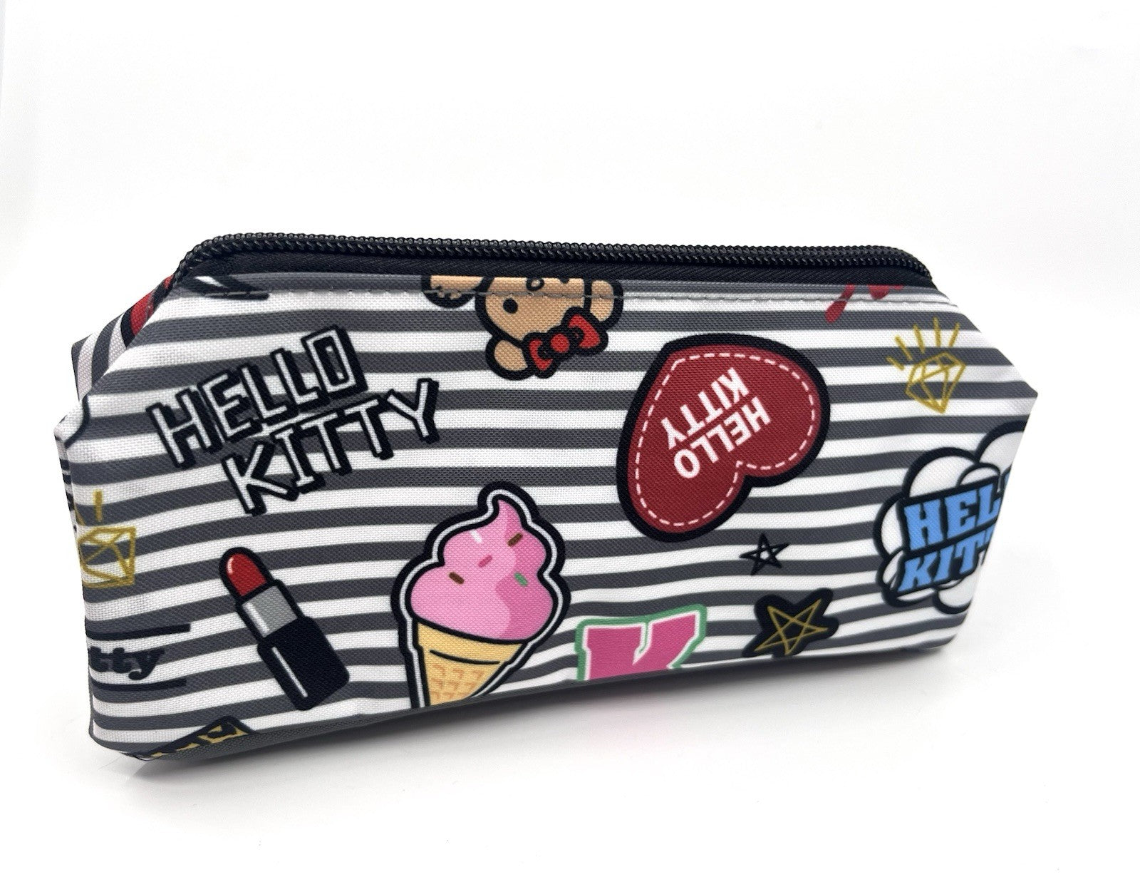 Hello Kitty Pencil Pouch Bag 2017 Sanrio Striped Makeup Case New
