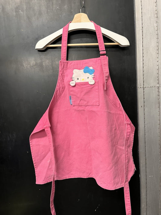 Rare Hello Kitty Apron 2004 Pink Canvas Vintage Plush Paw Appliqué 24” Cute