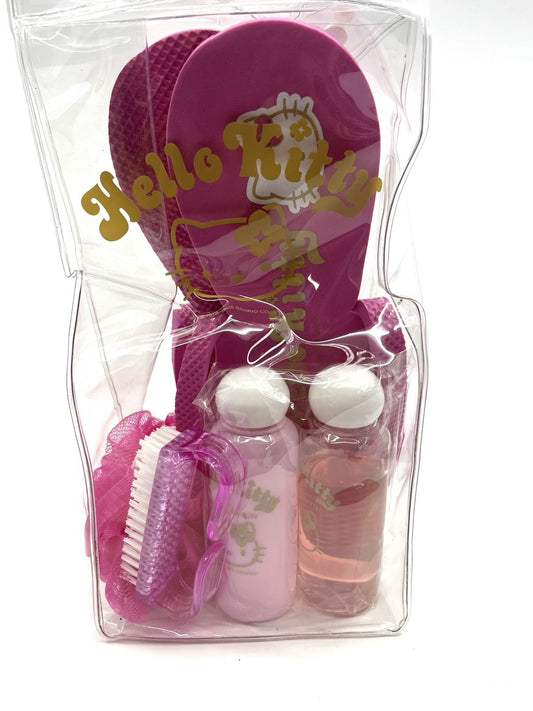 Vintage 2005 Hello Kitty Sanrio Gift Set Flip Flops Loofah Brush Lotion Display