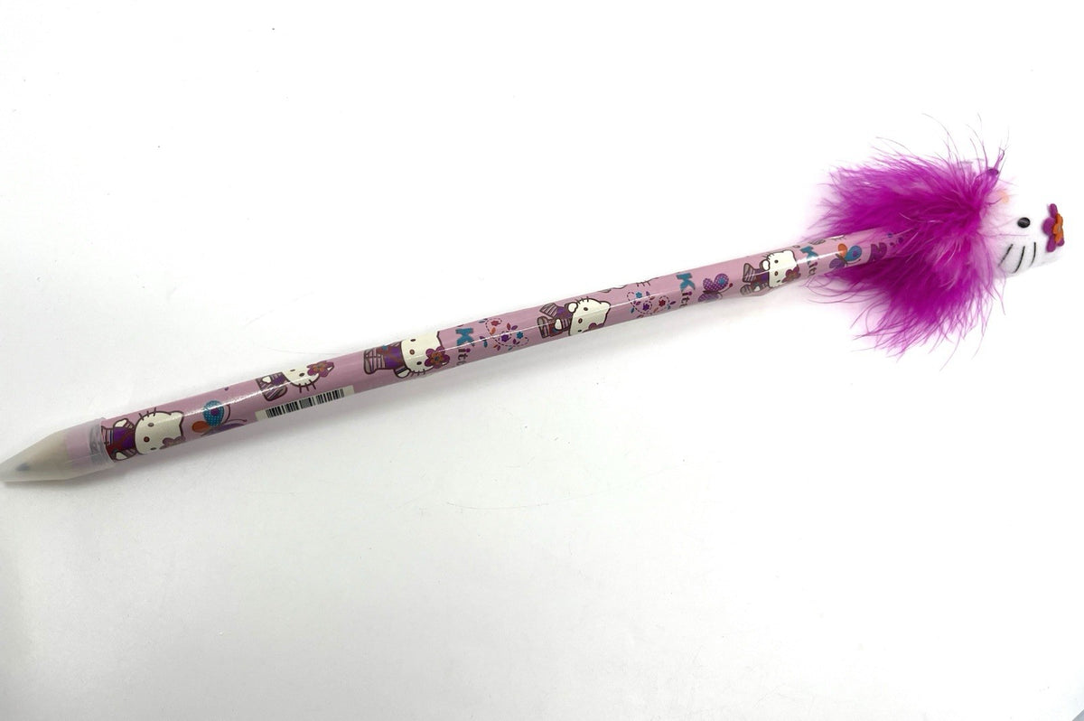 2005 Sanrio Hello Kitty Giant Pencil w/ Plush Top & Feathers – Rare Vintage