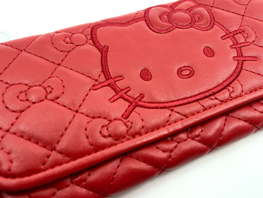 Hello Kitty Red Quilted Wallet NWT 2013 Sanrio Embossed Bow Design Rare Gift