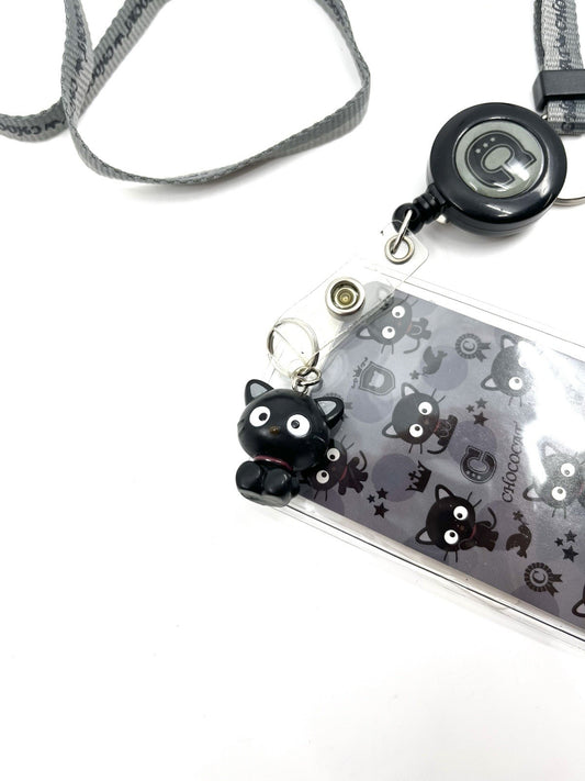 NEW Sanrio Chococat Lanyard ID Badge Holder w/ Reel & Charm 2013 Japan Rare