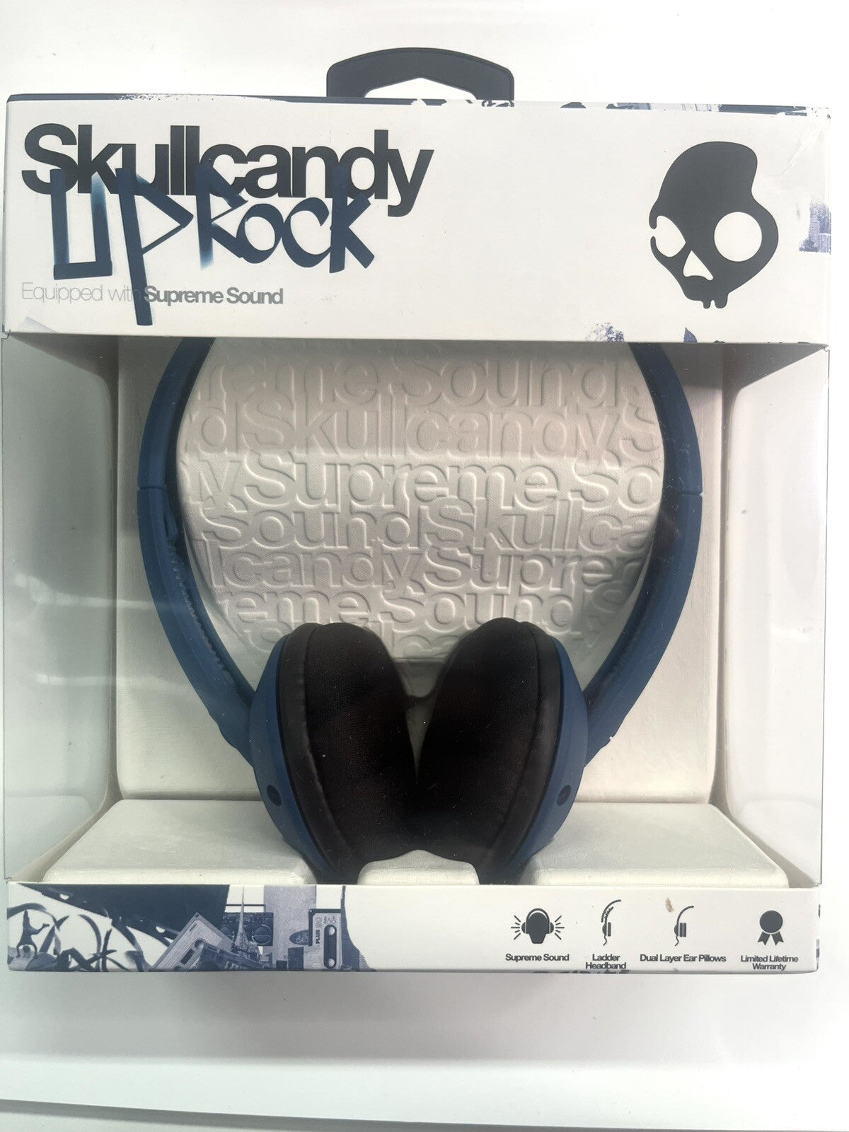 New Skullcandy Uprock On-Ear Headphones with Mic in Blue