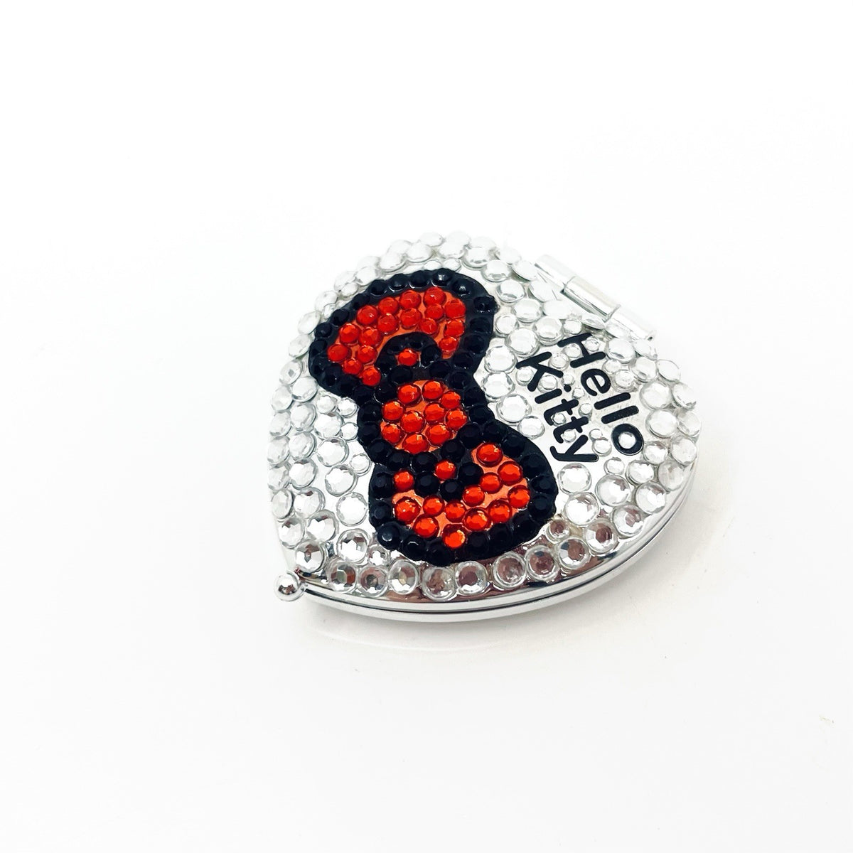 Rare 2009 Hello Kitty Heart Compact Mirror Rhinestone Red Bow Sanrio New