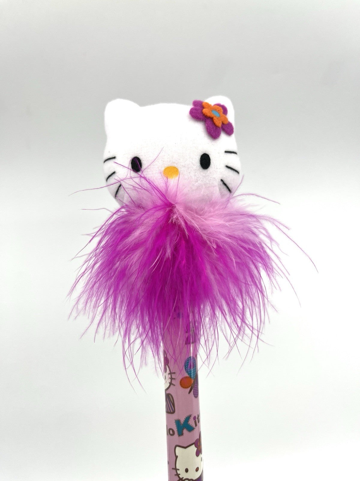 2005 Sanrio Hello Kitty Giant Pencil w/ Plush Top & Feathers – Rare Vintage