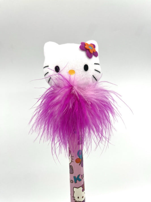 2005 Sanrio Hello Kitty Giant Pencil w/ Plush Top & Feathers – Rare Vintage
