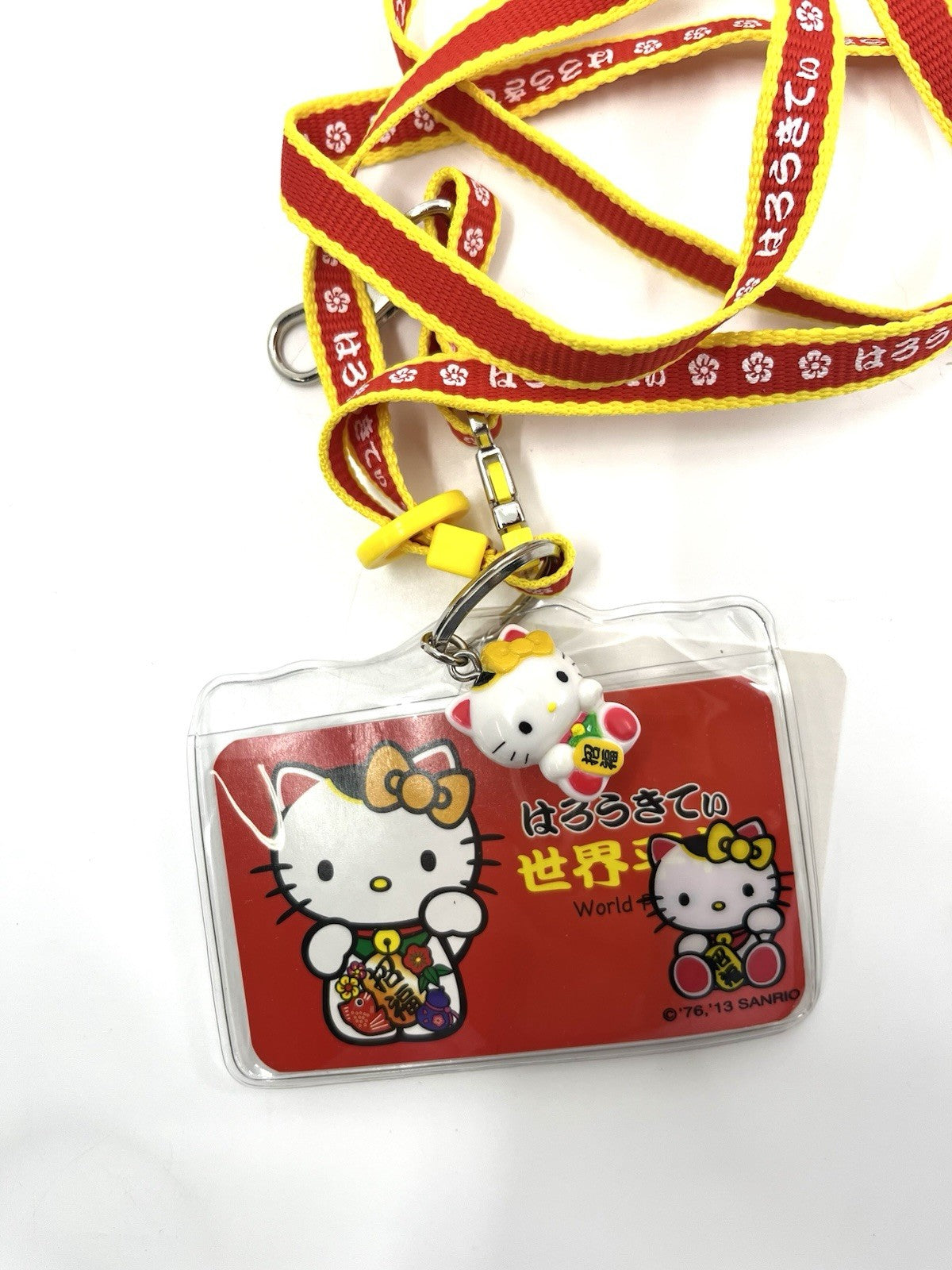 NEW Sanrio Hello Kitty Lanyard ID Holder 2013 World Peace Charm Japan Rare