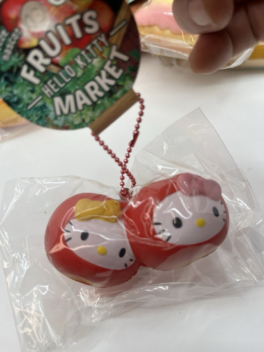 SANRIO HelloKitty Cherry  Squish Dangler  NEW 3in