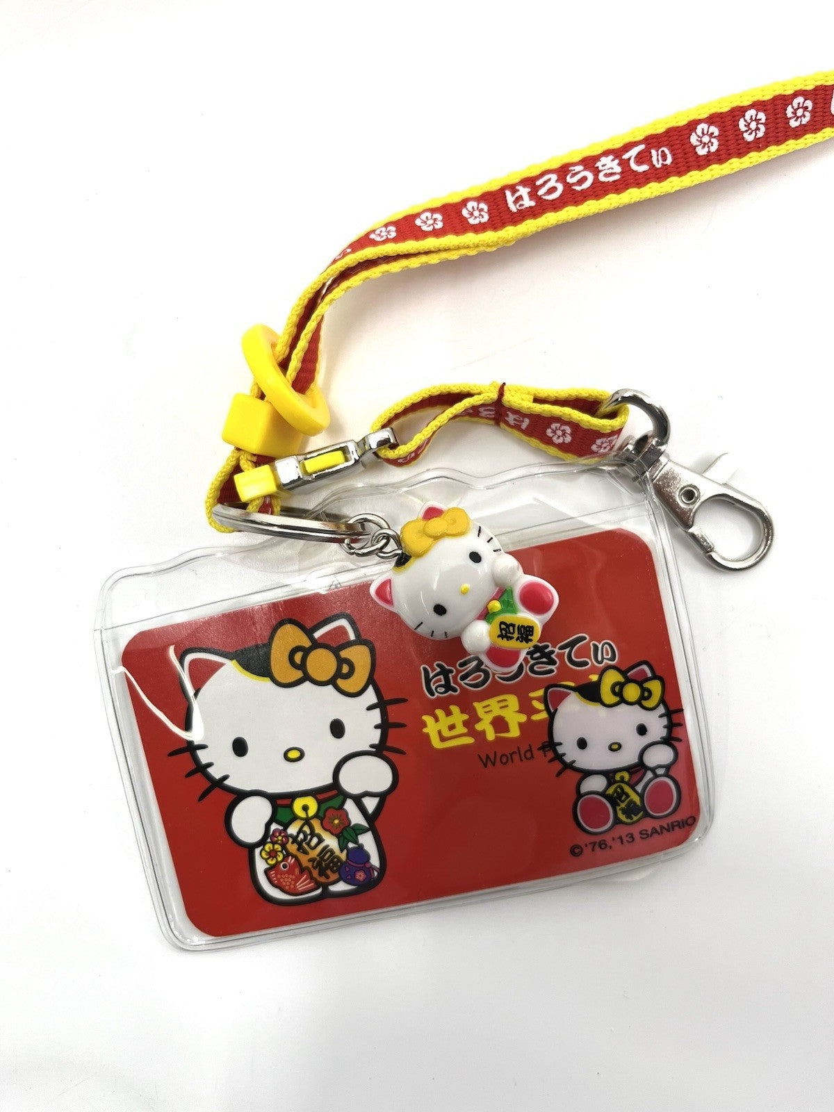 NEW Sanrio Hello Kitty Lanyard ID Holder 2013 World Peace Charm Japan Rare