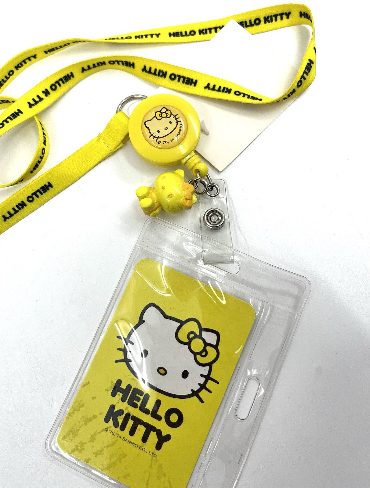 NEW Sanrio Hello Kitty  Lanyard ID Badge Holder w/ Reel & Charm 2013 Japan Rare
