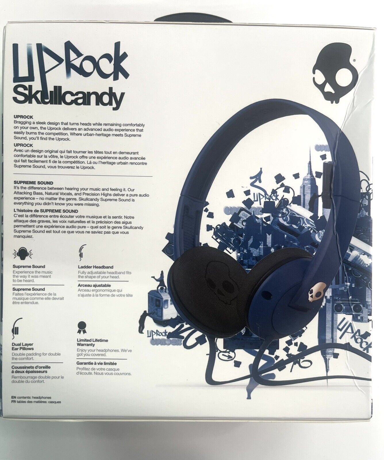 New Skullcandy Uprock On-Ear Headphones with Mic in Blue
