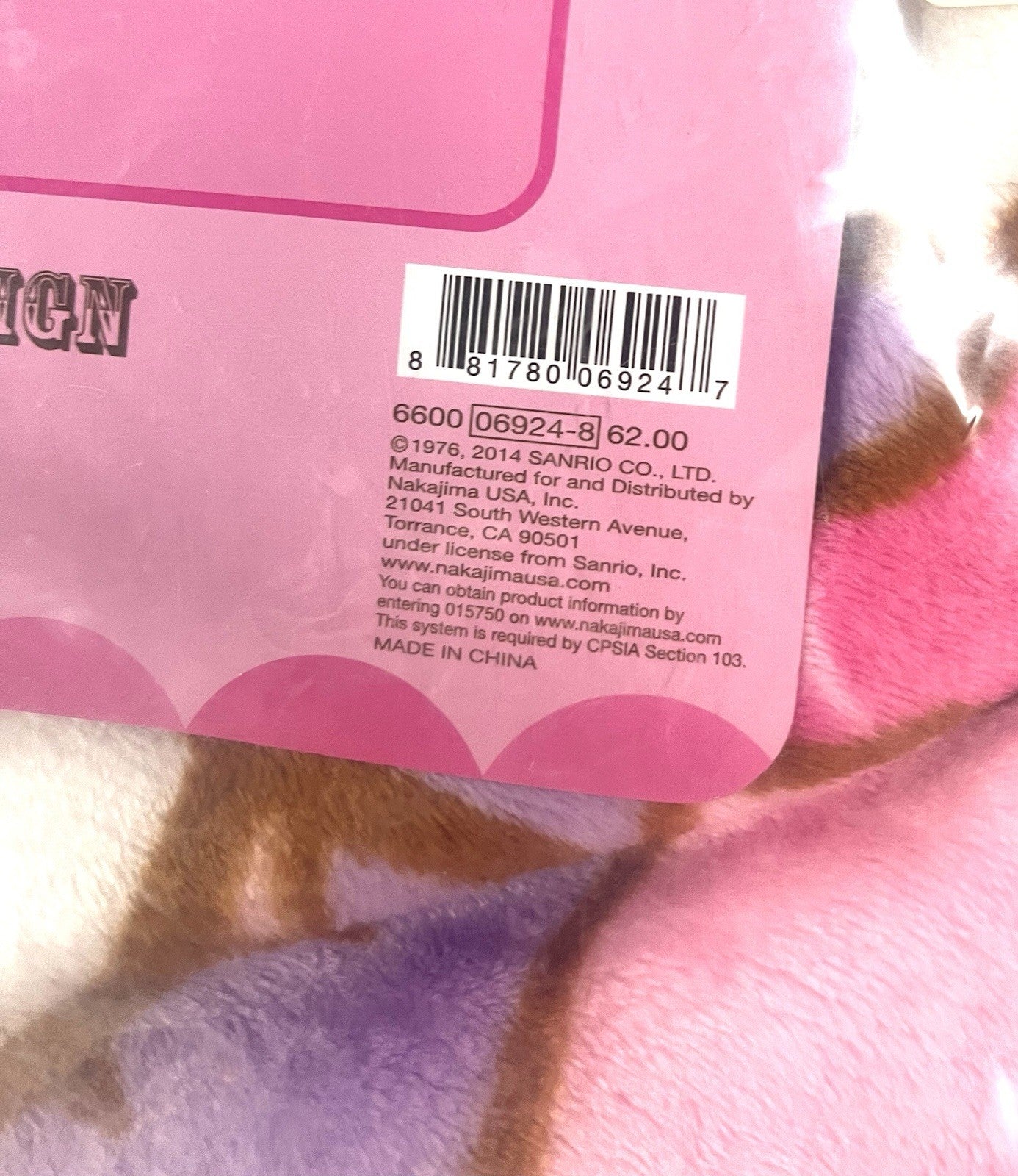 Hello Kitty Blanket 2014 – Brand New Sealed, 56”x39” – Cute Circus Design
