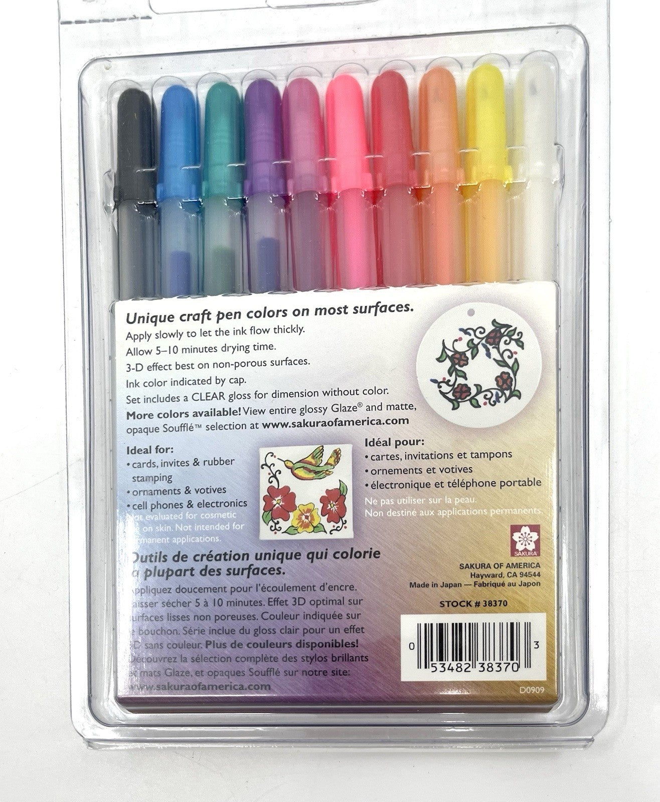 Sakura Gelly Roll Glaze Pen Set Asst 3-D Colors 0.8mm 10/Pk Office School Home