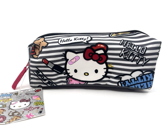 Hello Kitty Pencil Pouch Bag 2017 Sanrio Striped Makeup Case New