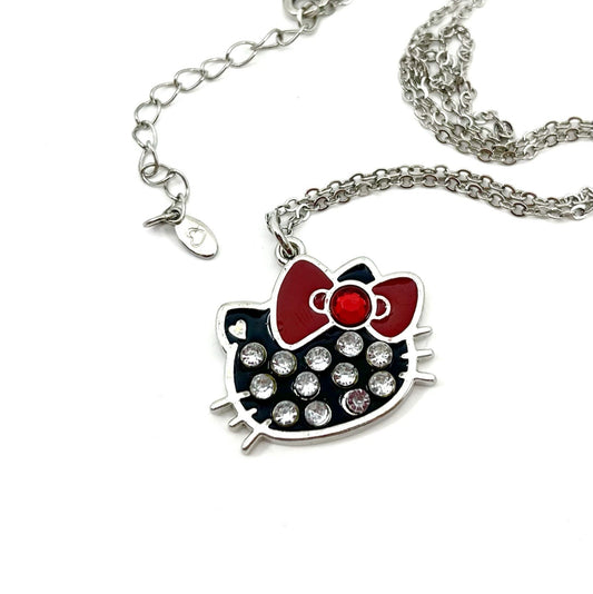 Hello Kitty Necklace 20111 w/ Polka Dot Gift Box Red Bow Sanrio New Rare