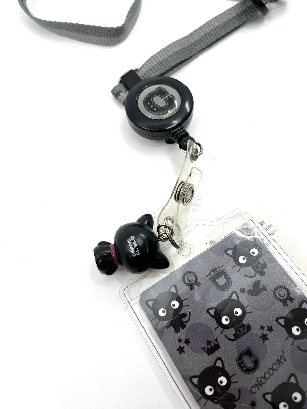 NEW Sanrio Chococat Lanyard ID Badge Holder w/ Reel & Charm 2013 Japan Rare