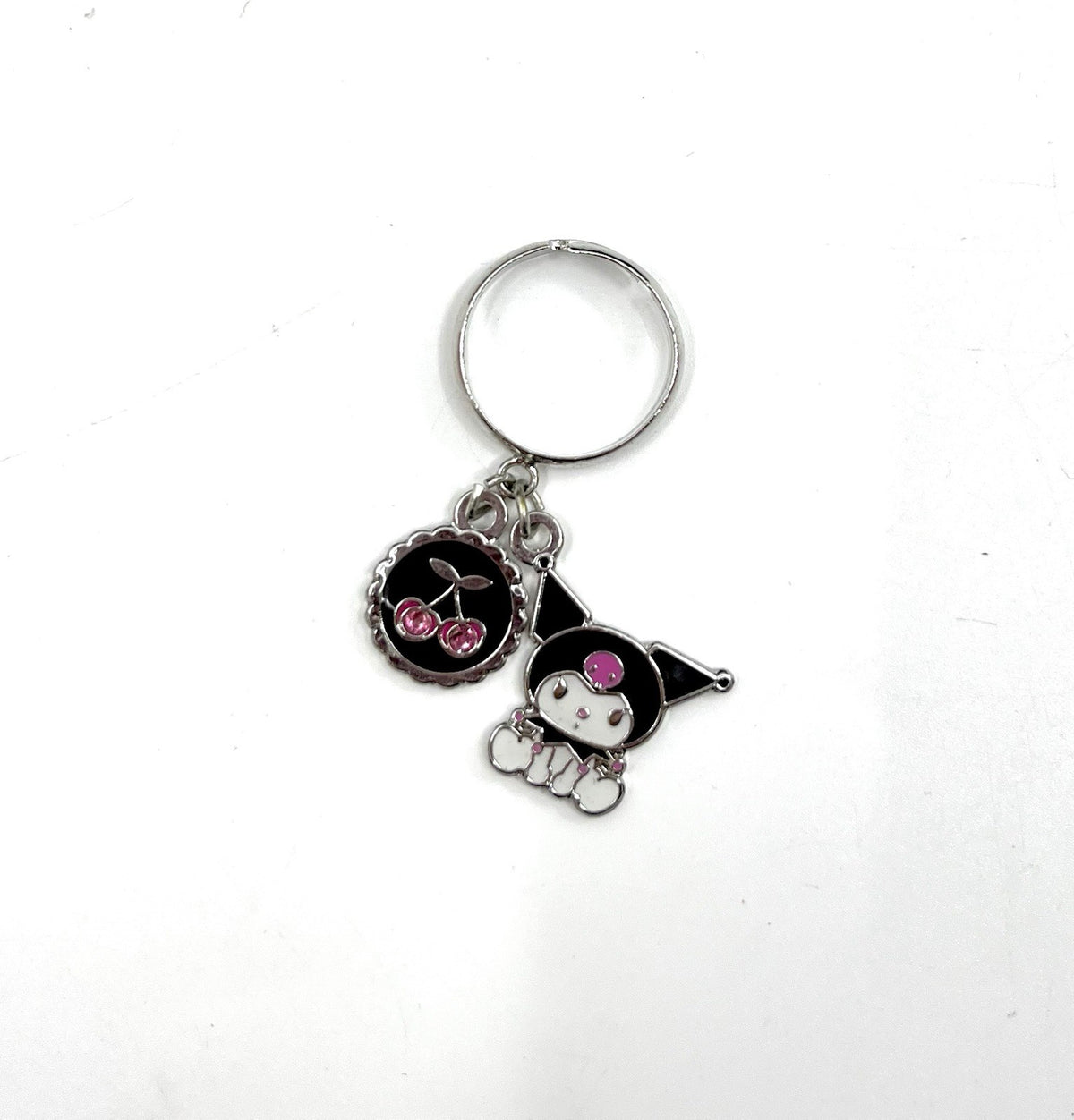 Vintage 2010 Kuromi Adjustable Ring Cherry Charm Sanrio Nakajima USA Kawaii Y2K