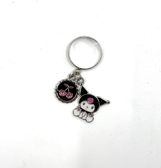 Vintage 2010 Kuromi Adjustable Ring Cherry Charm Sanrio Nakajima USA Kawaii Y2K