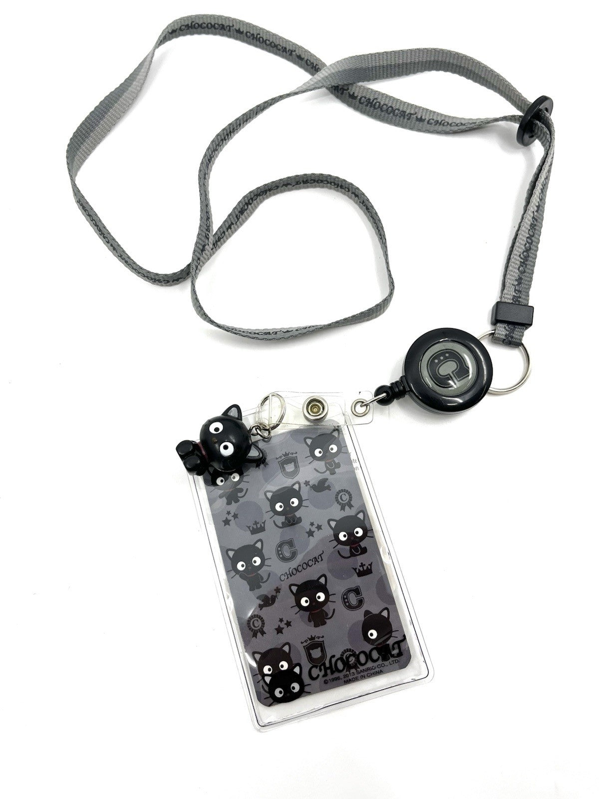NEW Sanrio Chococat Lanyard ID Badge Holder w/ Reel & Charm 2013 Japan Rare