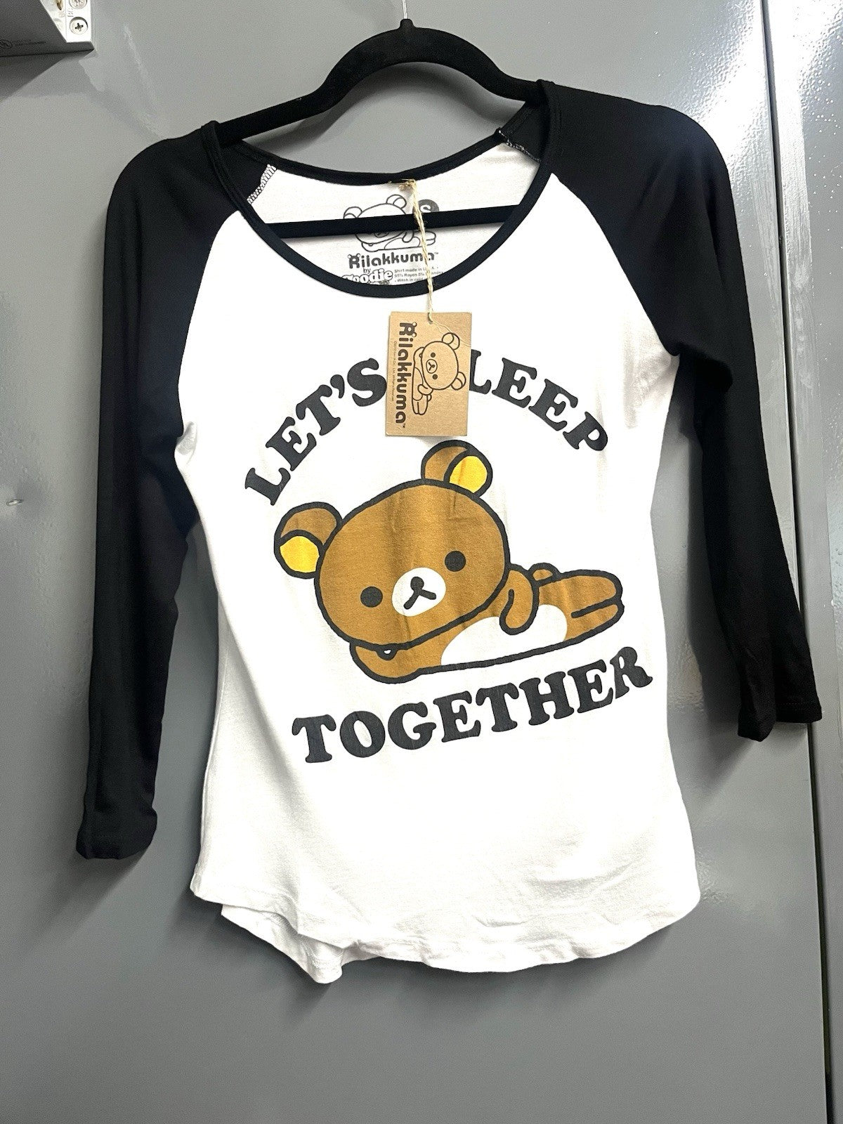 San-X Rilakkuma T Shirt Long Sleeves Black/ White   Women Small Authentic 2012