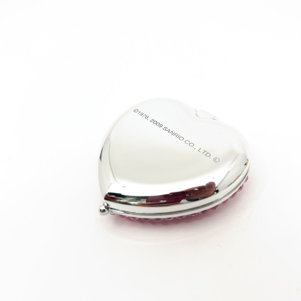 Hello Kitty Heart Compact Mirror Pink Rhinestone Face Sanrio 2009 Rare