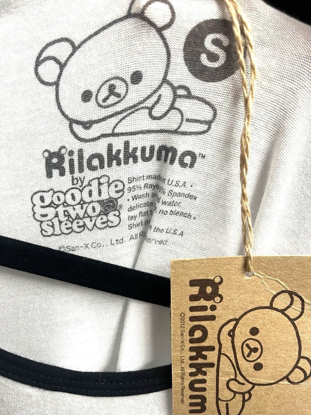 San-X Rilakkuma T Shirt Long Sleeves Black/ White   Women Small Authentic 2012