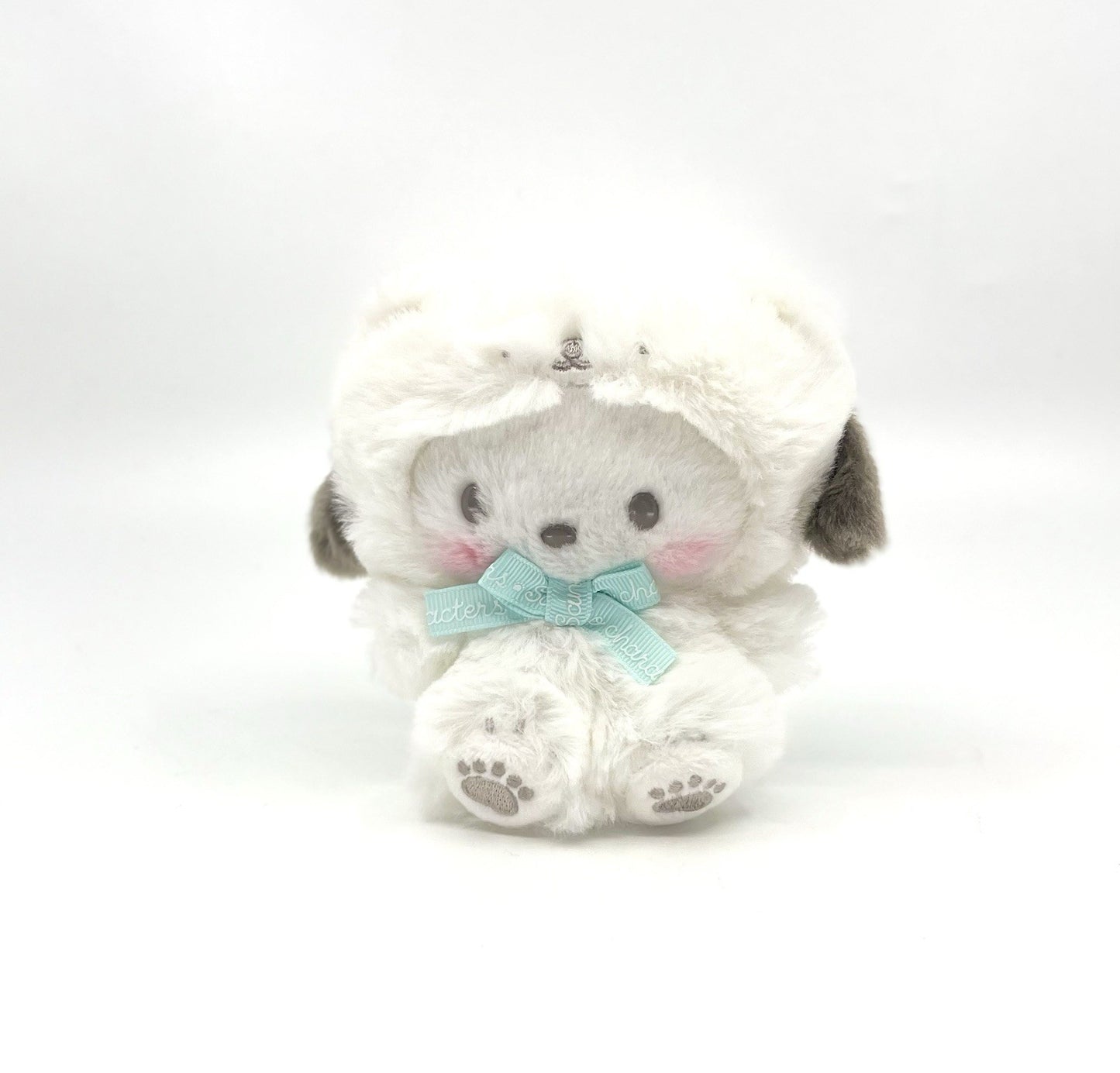 Sanrio Character Pochacco Mascot Fluffy White Bear Outfit 5in W/ Chain