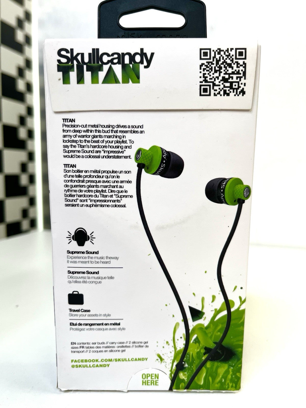 RARE Skullcandy Titan Green Earbuds Supreme Sound New Sealed with Travel Case