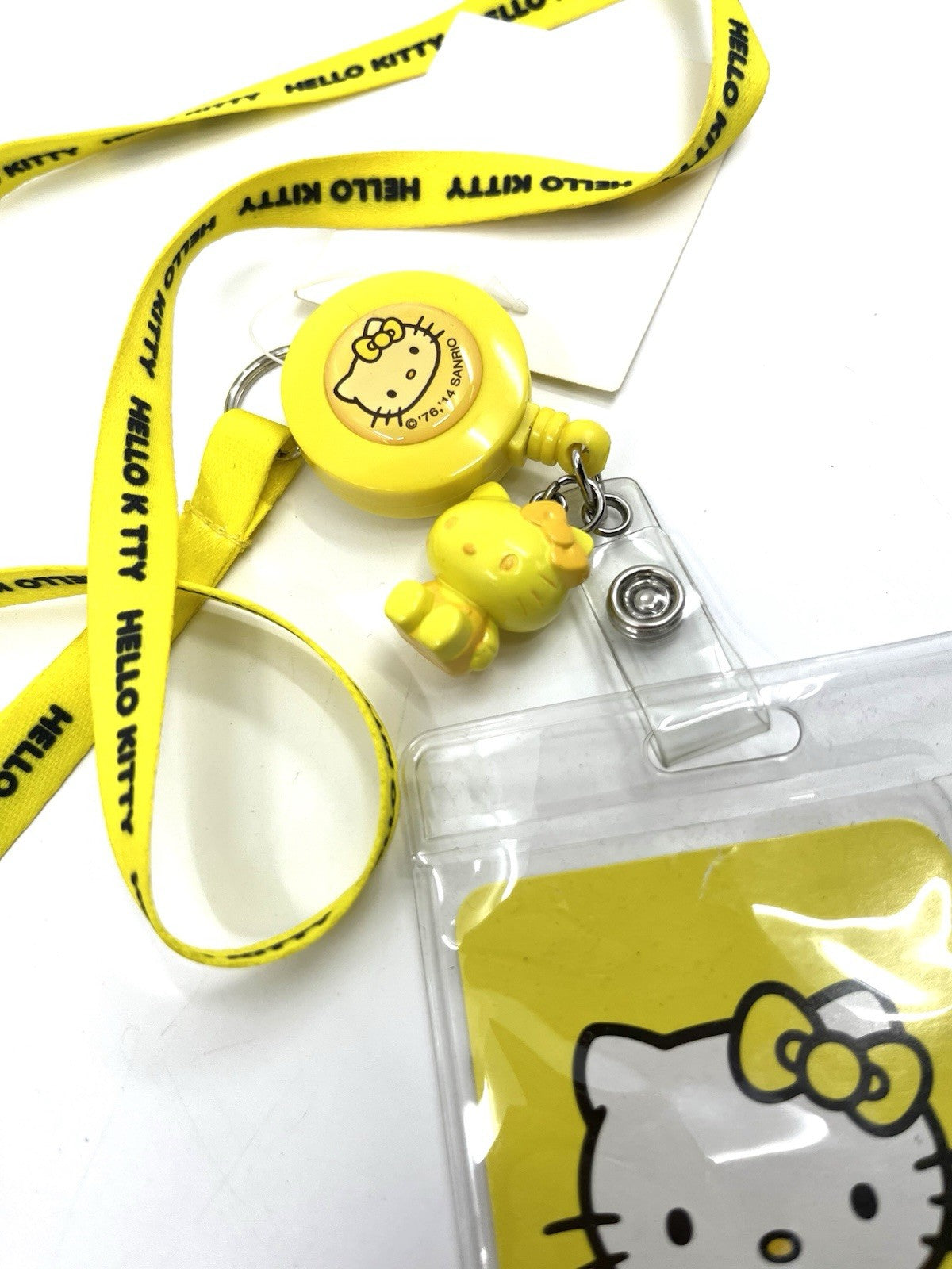 NEW Sanrio Hello Kitty  Lanyard ID Badge Holder w/ Reel & Charm 2013 Japan Rare