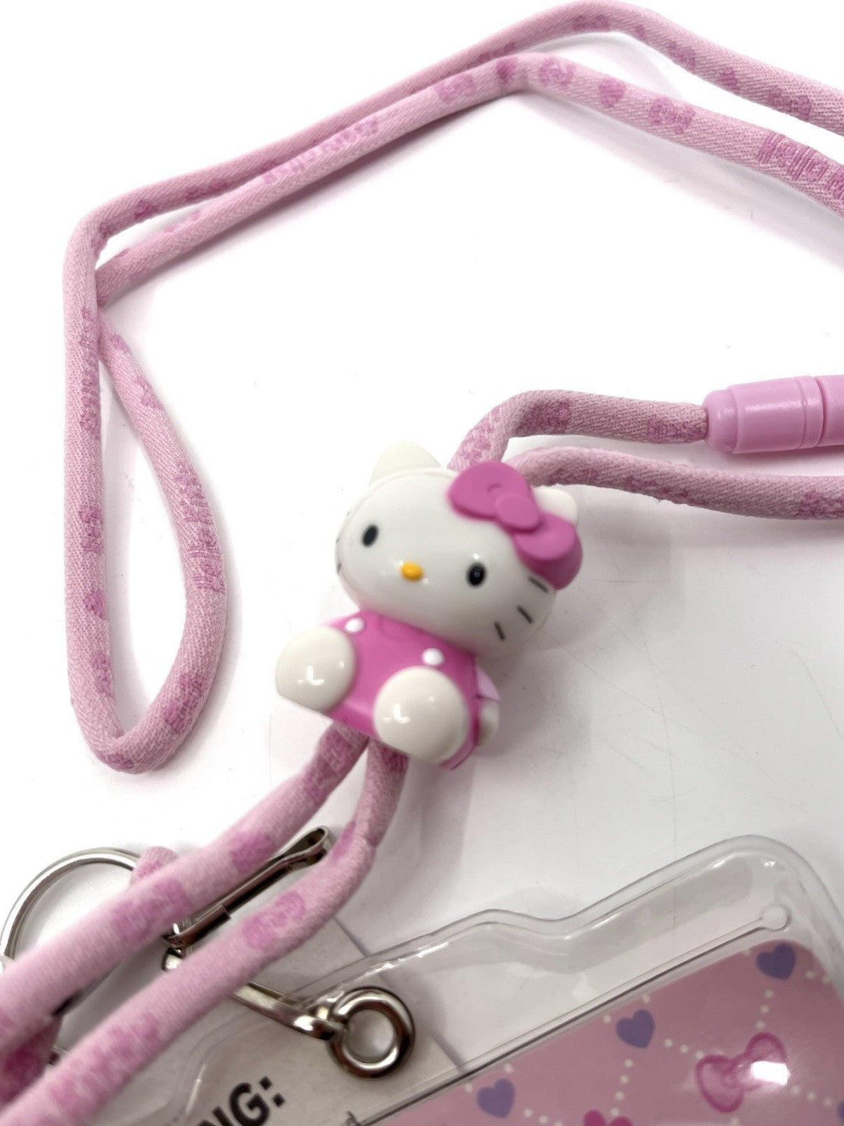 Sanrio Hello Kitty Lanyard ID Badge Holder w/Charm Clip 2014 Japan Rare