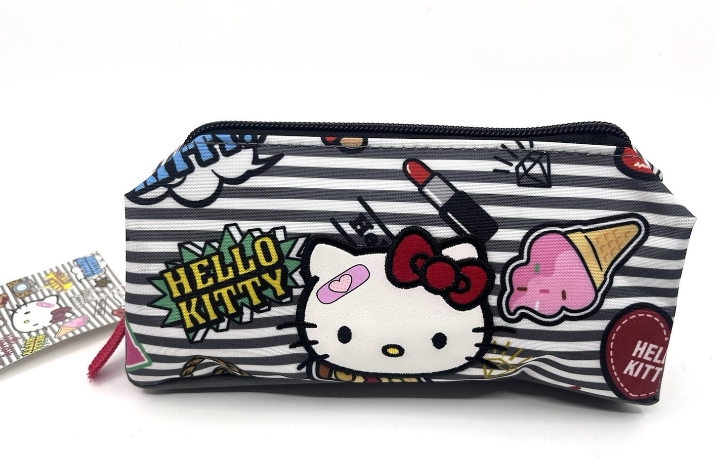 Hello Kitty Pencil Pouch Bag 2017 Sanrio Striped Makeup Case New