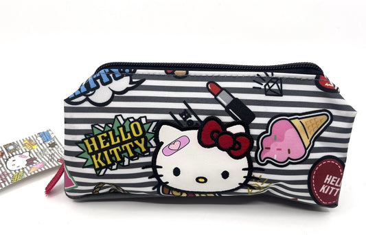 Hello Kitty Pencil Pouch Bag 2017 Sanrio Striped Makeup Case New