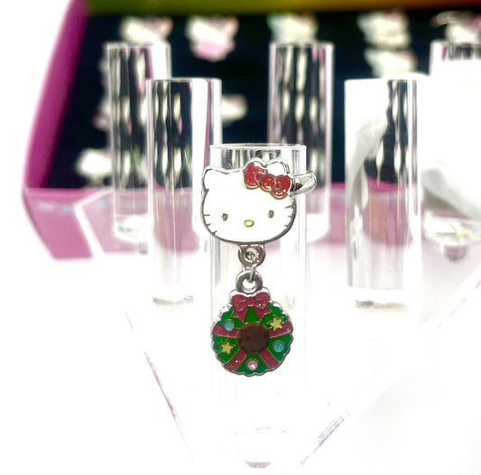 2011 Sanrio Hello Kitty Xmas Ring – Wreath Dangle Charm – Rare Holiday VTG