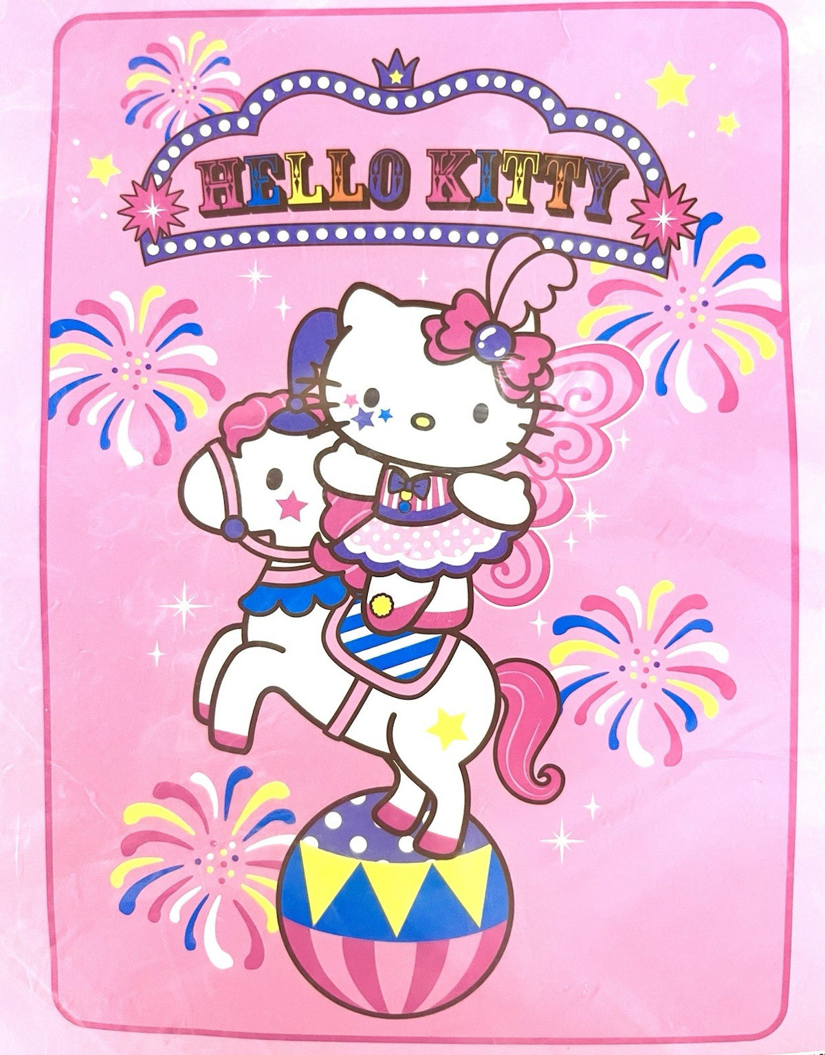 Hello Kitty Blanket 2014 – Brand New Sealed, 56”x39” – Cute Circus Design