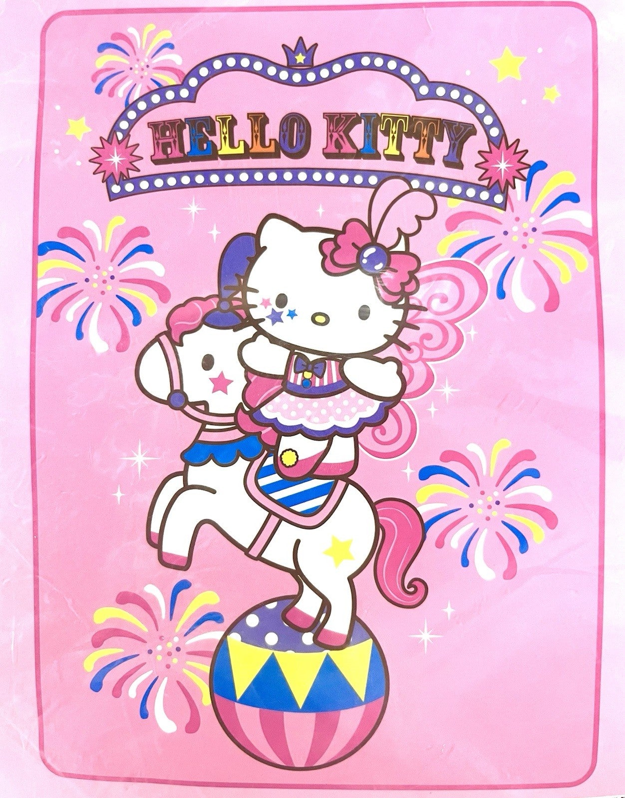 Hello Kitty Blanket 2014 – Brand New Sealed, 56”x39” – Cute Circus Design