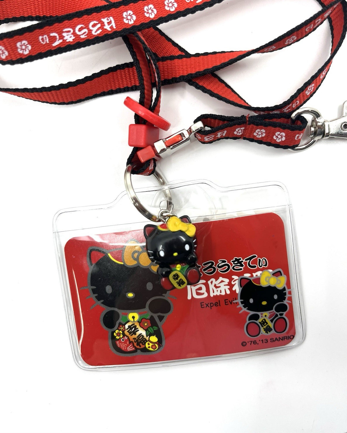 NEW Sanrio Hello Kitty Lanyard 2013 Expel Evil Charm ID Holder Japan