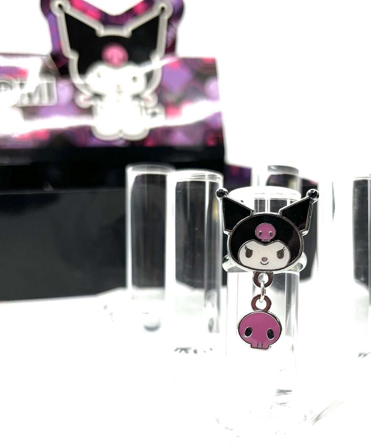 Vintage 2010 Kuromi Ring w/ Pink Skull Charm Sanrio Nakajima Adjustable Y2K