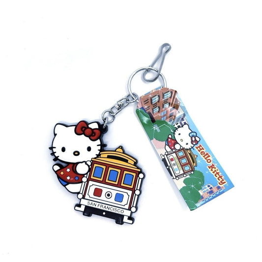 Hello Kitty San Francisco Cable Car Keychain Gotochi 2013 Rubber Tag Sanrio