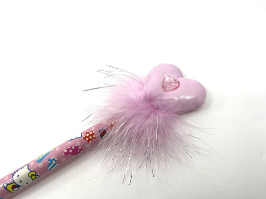 2004 Sanrio Hello Kitty Giant Pencil Wand Plush Heart Mirror Topper 16” NWT