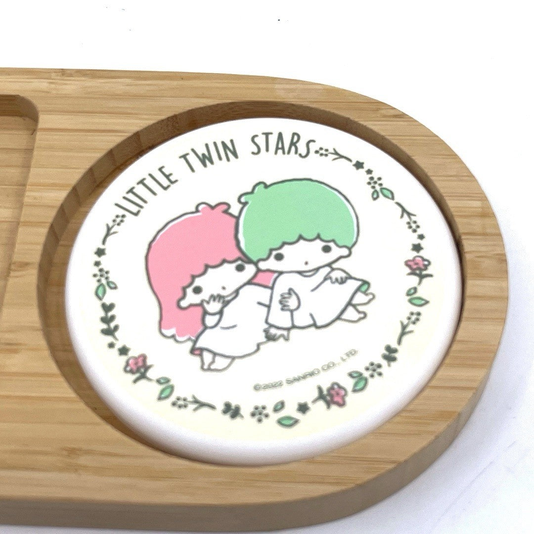 Sanrio Little Twin Stars Bamboo Tray with Ceramic Coaster