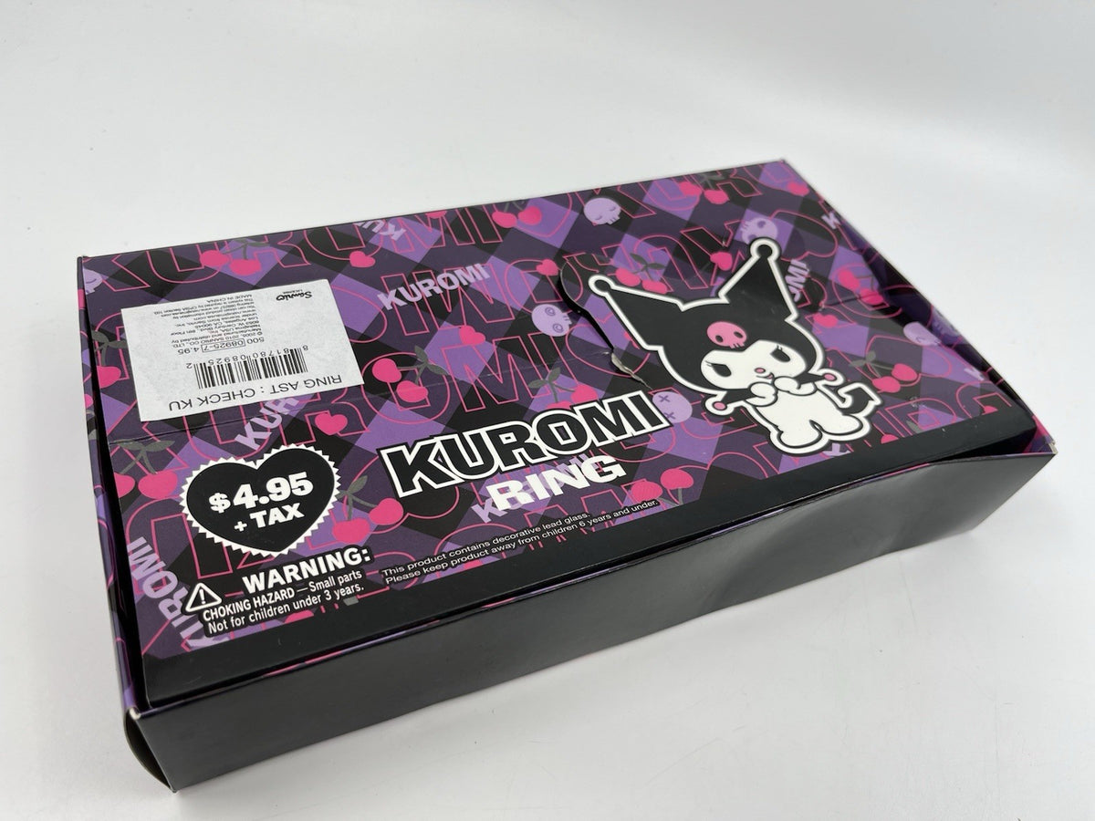 Vintage 2010 Kuromi Ring w/ Pink Skull Charm Sanrio Nakajima Adjustable Y2K