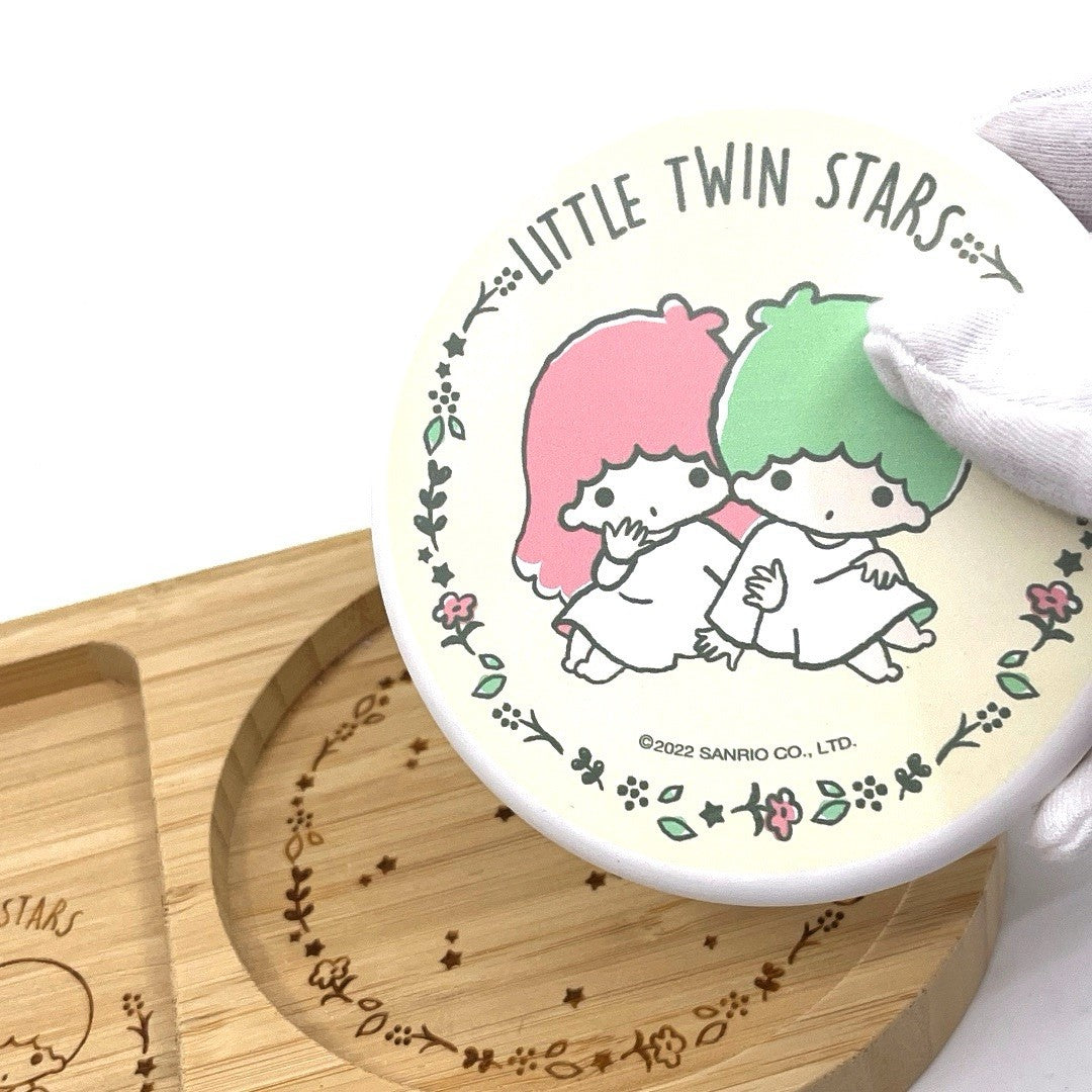 Sanrio Little Twin Stars Bamboo Tray with Ceramic Coaster