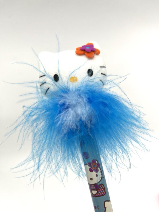 2005 Sanrio Hello Kitty Giant Pencil w/ Plush Top & Feathers – Rare Vintage