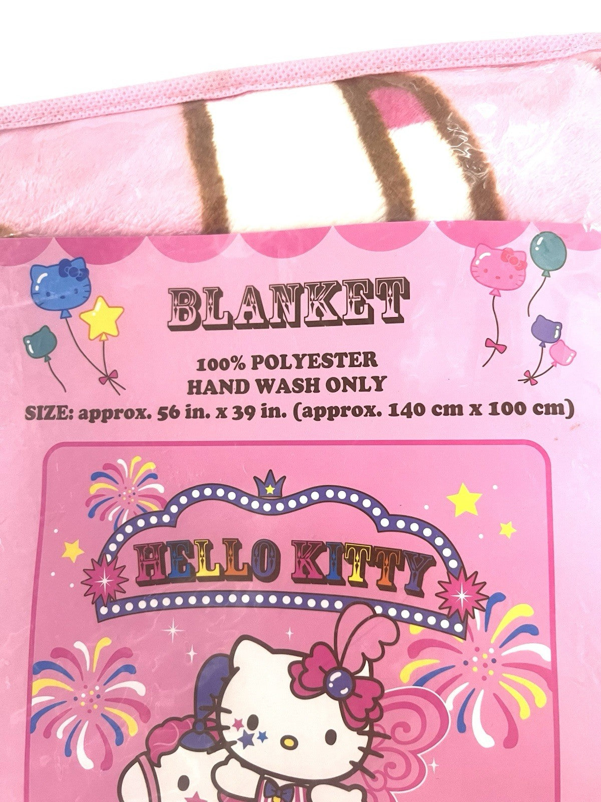 Hello Kitty Blanket 2014 – Brand New Sealed, 56”x39” – Cute Circus Design