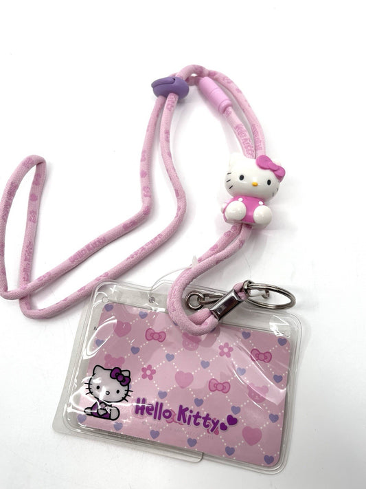 Sanrio Hello Kitty Lanyard ID Badge Holder w/Charm Clip 2014 Japan Rare