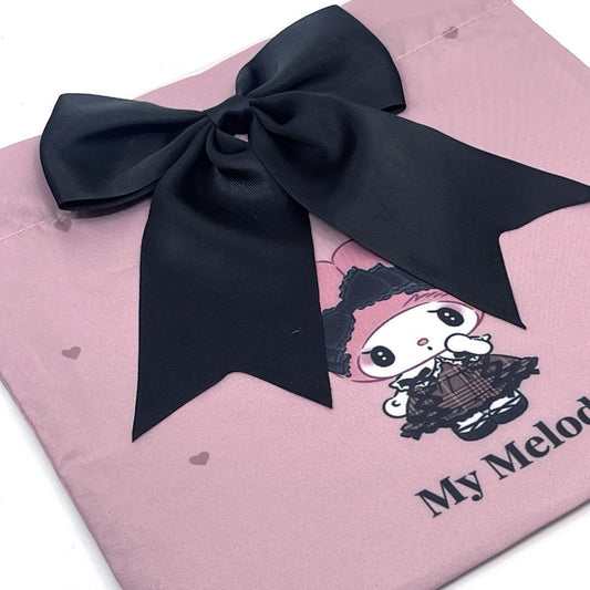 SANRIO My Melody Gothic Pouch w/ Blk Bow (Secret Melokuro) One Size