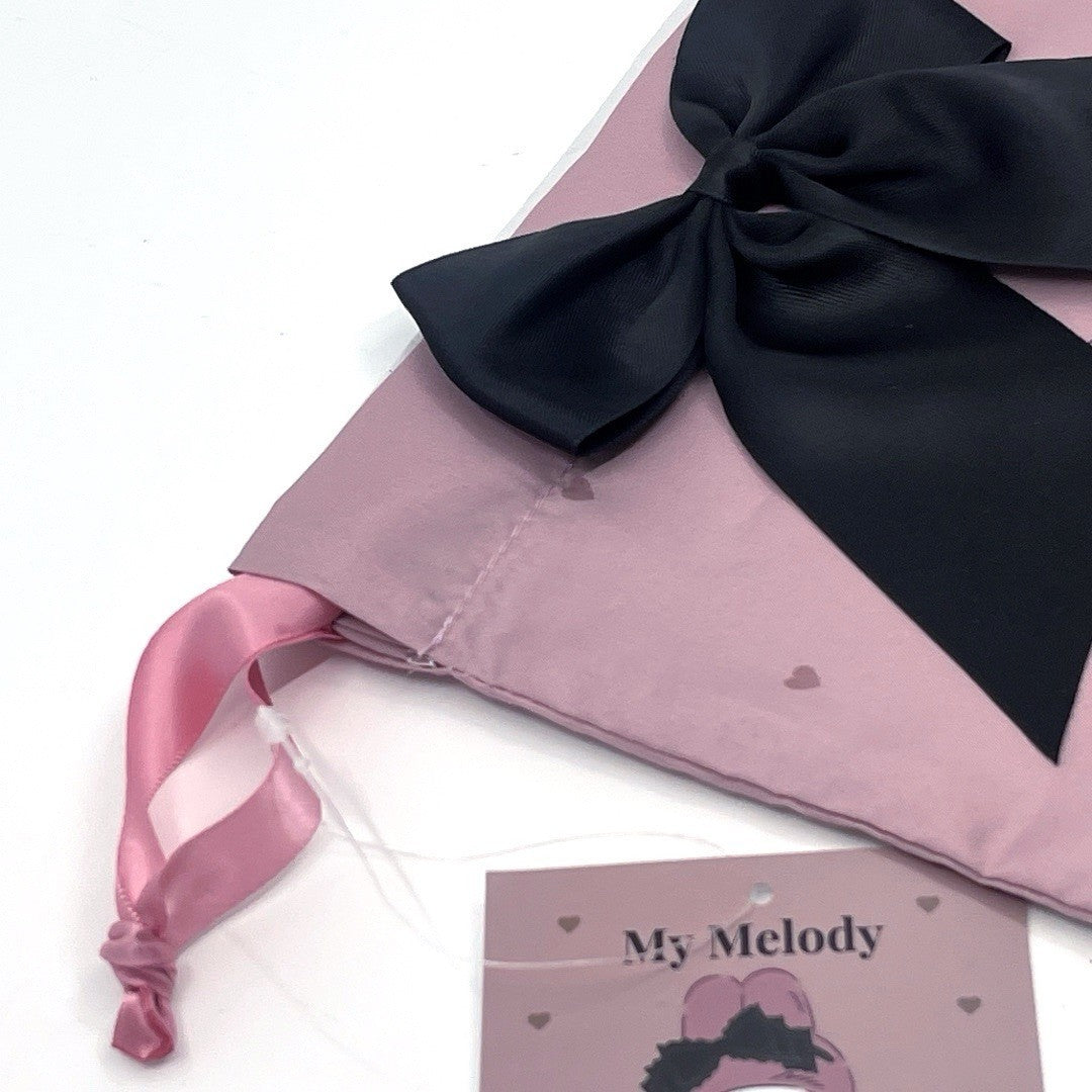 SANRIO My Melody Gothic Pouch w/ Blk Bow (Secret Melokuro) One Size
